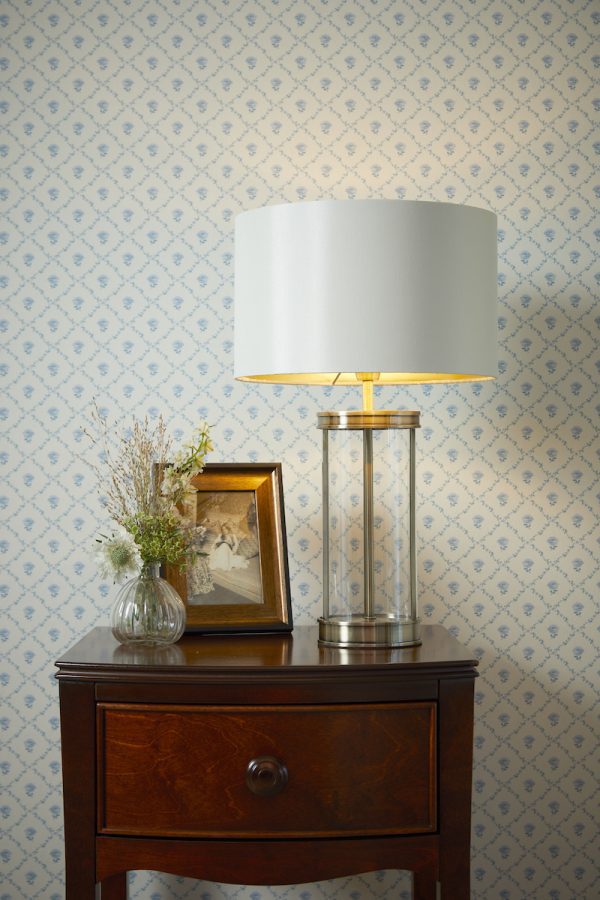 Laura Ashley Harrington Small Table Lamp Polished Nickel and Glass With Shade - Image 4