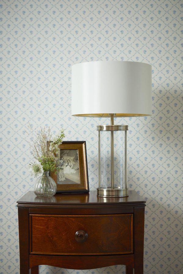 Laura Ashley Harrington Small Table Lamp Polished Nickel and Glass With Shade - Image 5