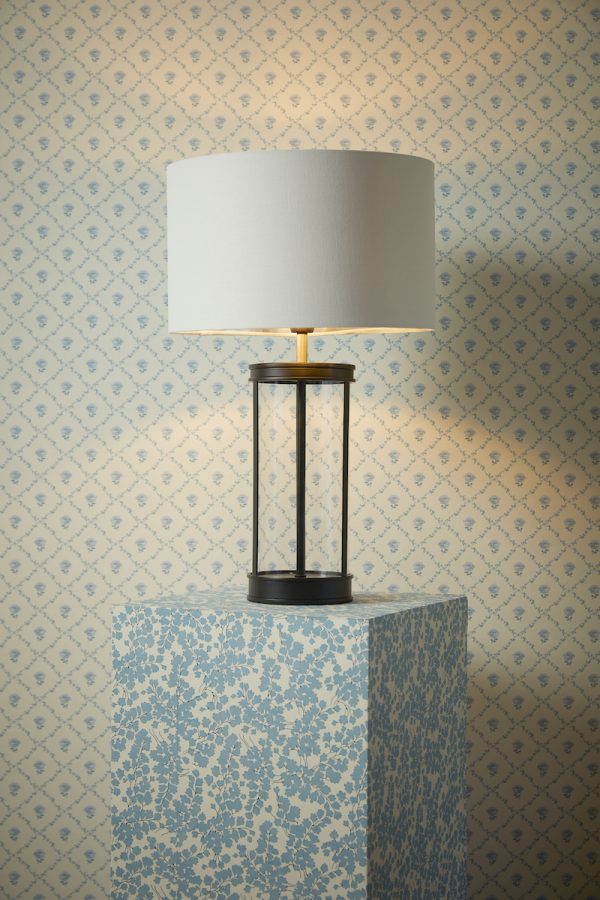 Laura Ashley Harrington Small Table Lamp Matt Black and Glass With Shade - Image 4