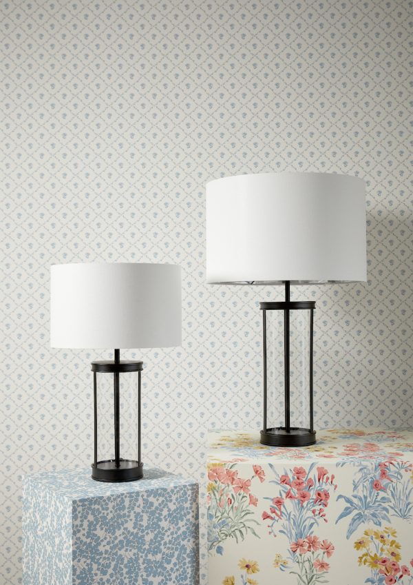 Laura Ashley Harrington Small Table Lamp Matt Black and Glass With Shade - Image 7