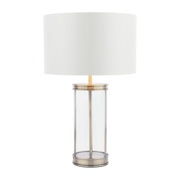Laura Ashley Harrington Small Table Lamp Antique Brass and Glass With Shade