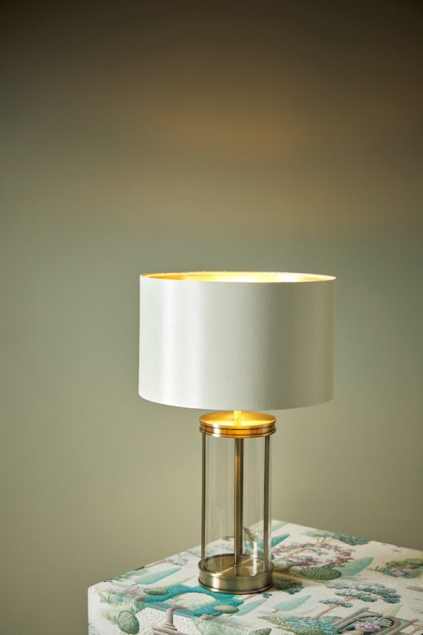 Laura Ashley Harrington Small Table Lamp Antique Brass and Glass With Shade - Image 4
