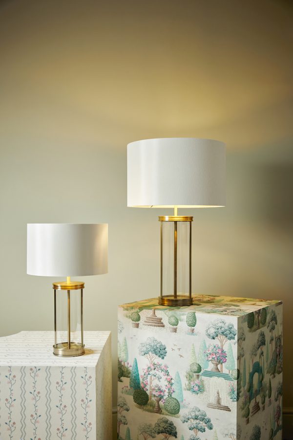 Laura Ashley Harrington Small Table Lamp Antique Brass and Glass With Shade - Image 6