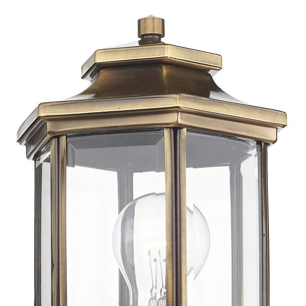 Ladbroke Outdoor Wall Light Antique Brass Glass IP44 - Image 2
