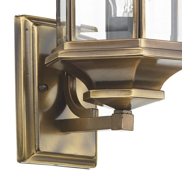Ladbroke Outdoor Wall Light Antique Brass Glass IP44 - Image 3