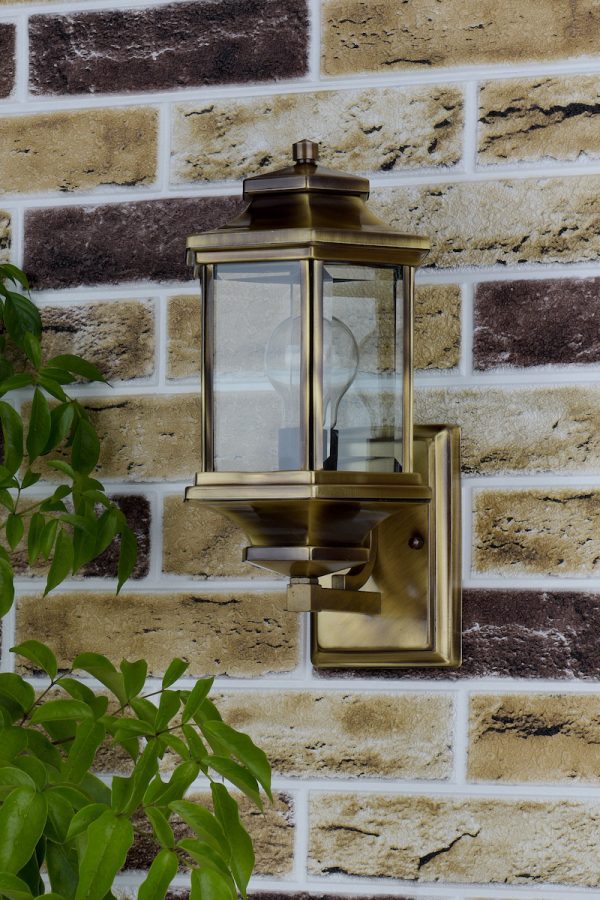 Ladbroke Outdoor Wall Light Antique Brass Glass IP44 - Image 5