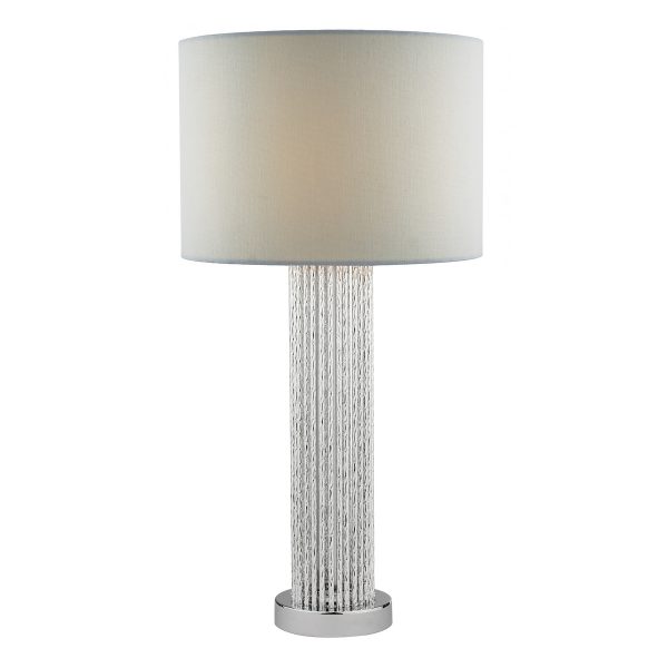Lazio Table Lamp Polished Chrome Silver Rod With Faux Silk Shade