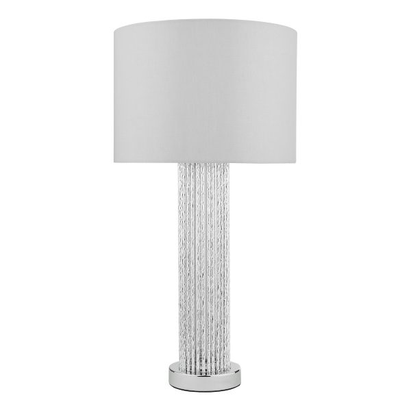 Lazio Table Lamp Polished Chrome Silver Rod With Faux Silk Shade - Image 2