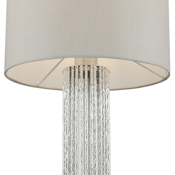 Lazio Table Lamp Polished Chrome Silver Rod With Faux Silk Shade - Image 3