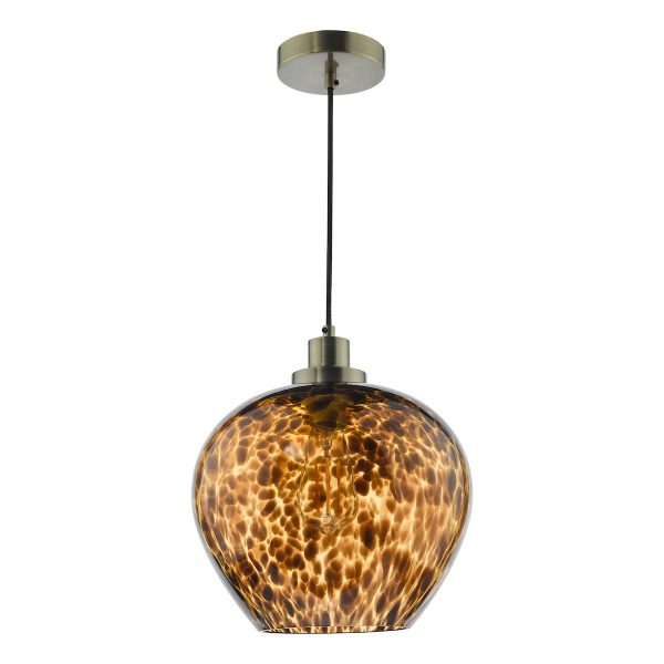 Leandra Pendant Tortoiseshell Glass and Antique Brass - Image 2