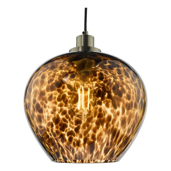 Leandra Pendant Tortoiseshell Glass and Antique Brass - Image 3