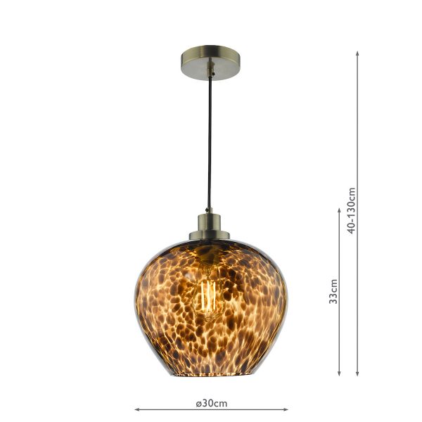 Leandra Pendant Tortoiseshell Glass and Antique Brass - Image 9