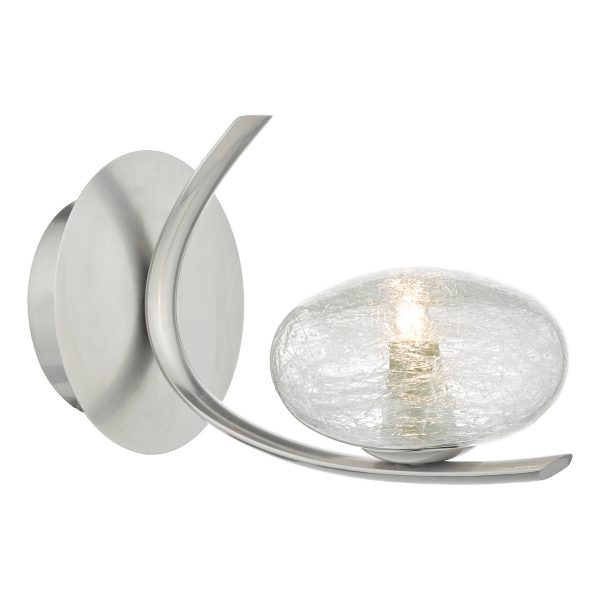 Leighton Wall Light Satin Chrome & Sugar Cane Glass