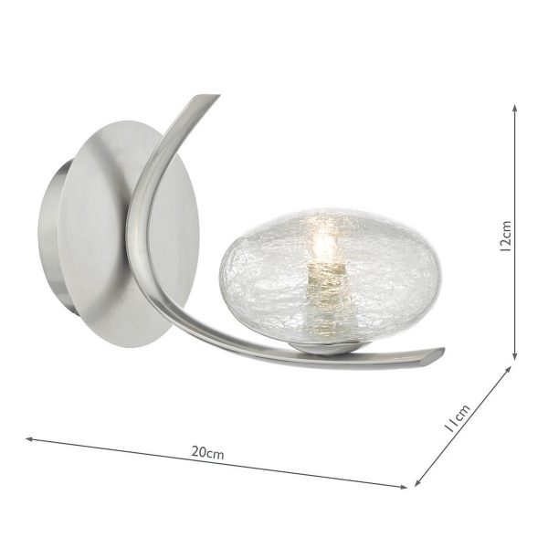 Leighton Wall Light Satin Chrome & Sugar Cane Glass - Image 5