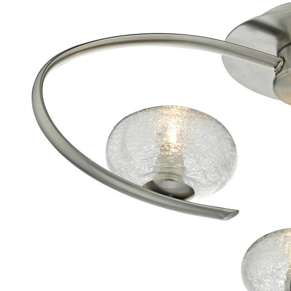 Leighton 3 Light Semi Flush Satin Chrome Glass - Image 3