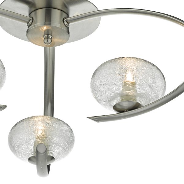 Leighton 3 Light Semi Flush Satin Chrome Glass - Image 4