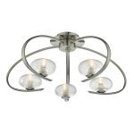 Leighton 5lt Semi Flush Satin Chrome & Sugar Cane Glass