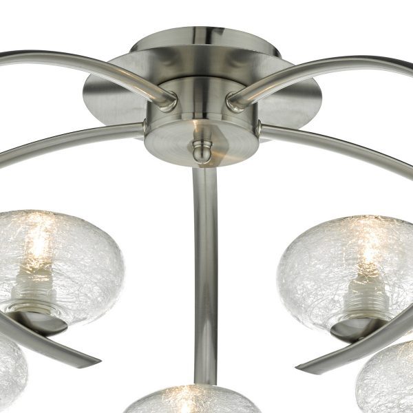 Leighton 5lt Semi Flush Satin Chrome & Sugar Cane Glass - Image 2