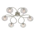 Leysha 6lt Semi Flush Satin Nickel & Glass