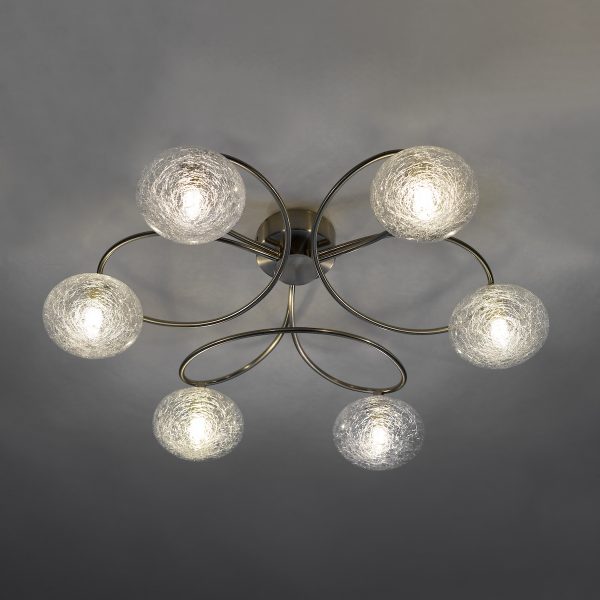 Leysha 6lt Semi Flush Satin Nickel & Glass - Image 4