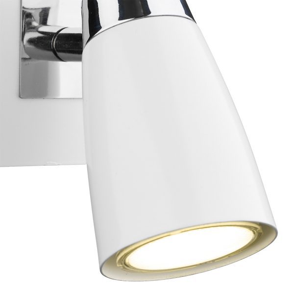 Loft Single Wall Spotlight Matt White Polished Chrome - Image 2