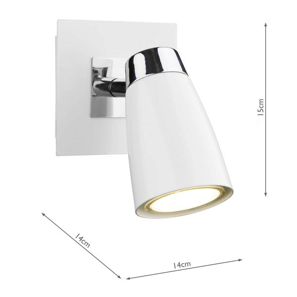 Loft Single Wall Spotlight Matt White Polished Chrome - Image 4