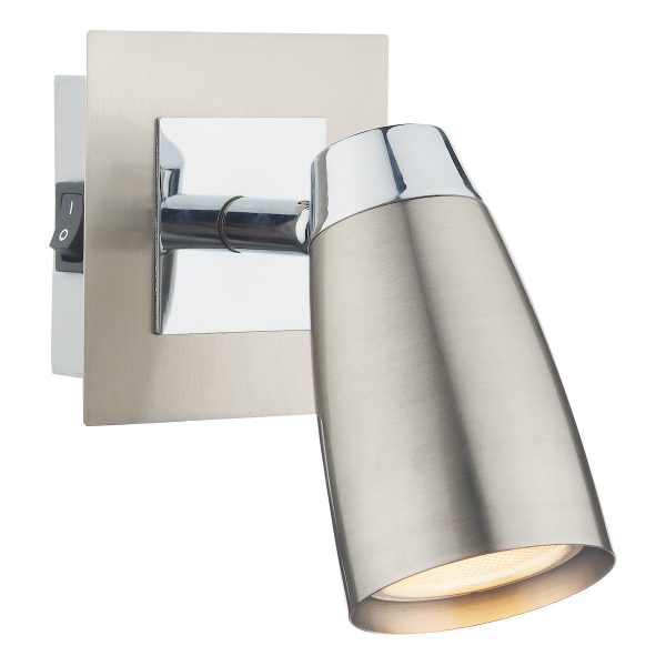 Loft Single Wall Spotlight Satin & Polished Chrome