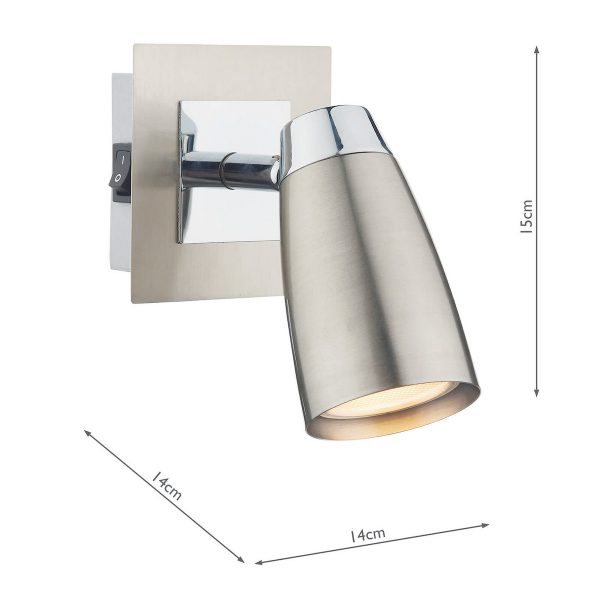 Loft Single Wall Spotlight Satin & Polished Chrome - Image 4