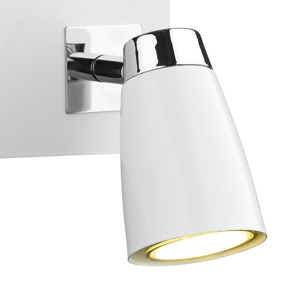 Loft 2 Light Wall Spotlight Matt White Polished Chrome - Image 3