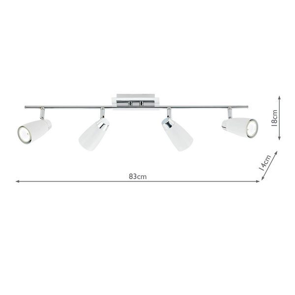 Loft 4 Light Bar Spotlight Matt White Polished Chrome - Image 4