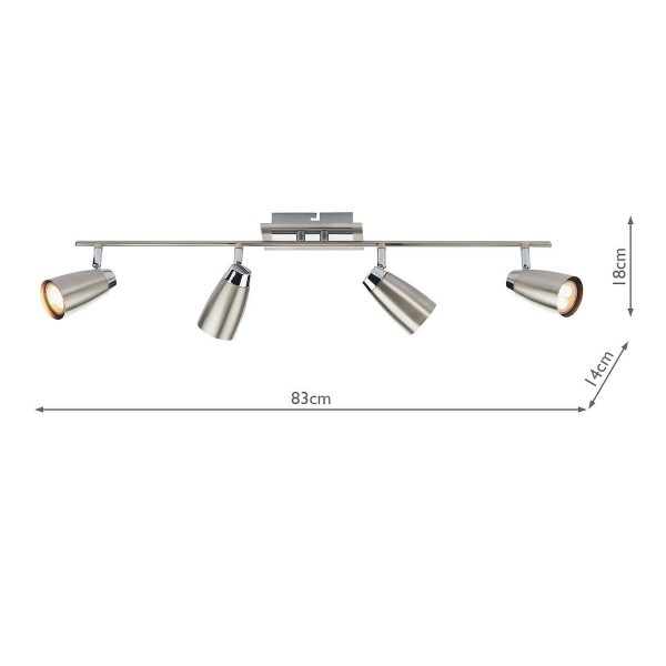 Loft 4 Light Bar Spotlight Satin & Polished Chrome - Image 4