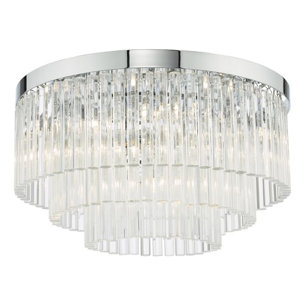 Logan 5 Light Flush Polished Chrome Glass