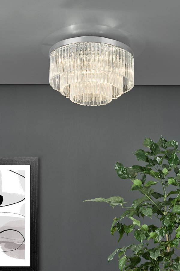 Logan 5 Light Flush Polished Chrome Glass - Image 5