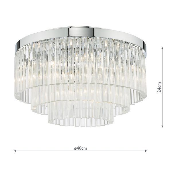 Logan 5 Light Flush Polished Chrome Glass - Image 6