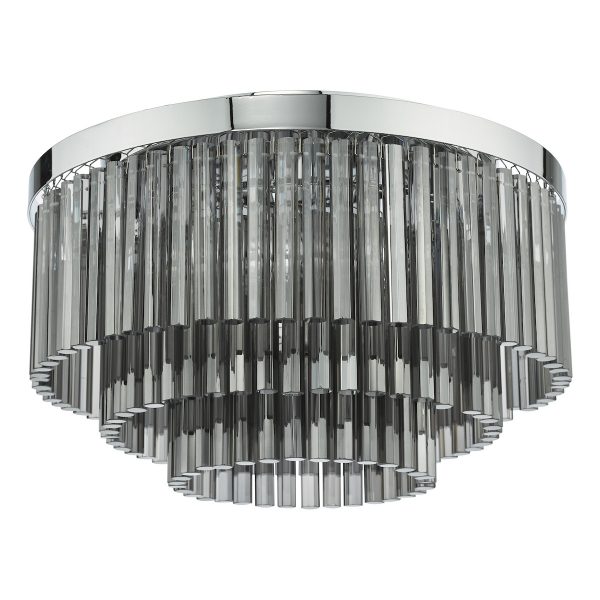 Logan 5 Light Flush Polished Chrome Smoked Glass - Image 2