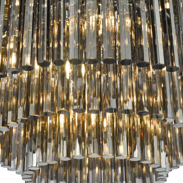 Logan 5 Light Flush Polished Chrome Smoked Glass - Image 4