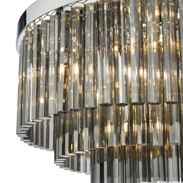 Logan 5 Light Flush Polished Chrome Smoked Glass - Image 5