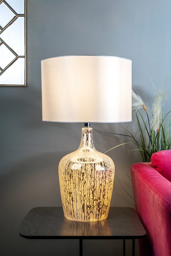 Lolek Dual Light Table Lamp Clear/Silver Glass With Shade - Image 5