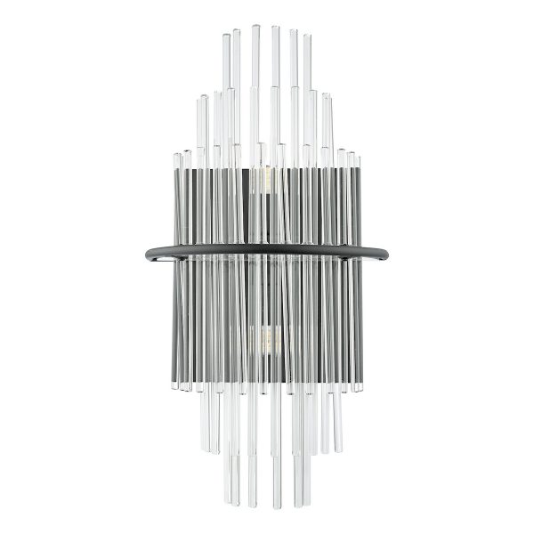 Lukas 2 Light Wall Light Satin Black and Glass - Image 2