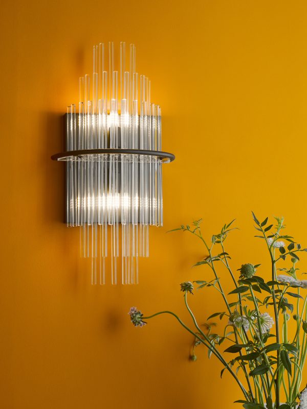Lukas 2 Light Wall Light Satin Black and Glass - Image 6