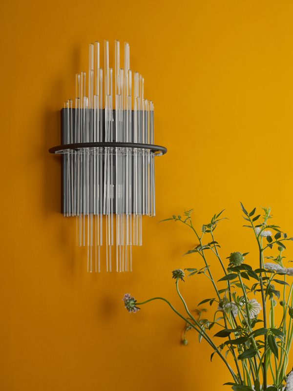 Lukas 2 Light Wall Light Satin Black and Glass - Image 7