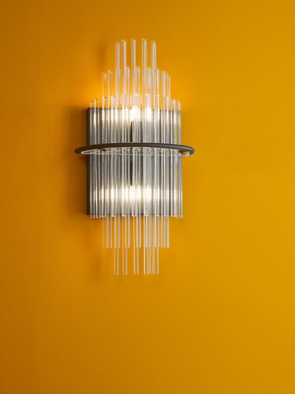 Lukas 2 Light Wall Light Satin Black and Glass - Image 8