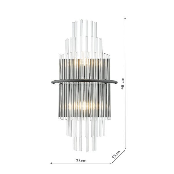 Lukas 2 Light Wall Light Satin Black and Glass - Image 10