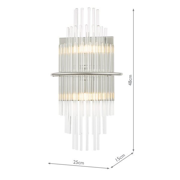 Lukas 2 Light Wall Light Polished Chrome Glass - Image 7