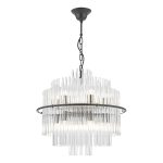 Lukas 13 Light Pendant Satin Black and Glass