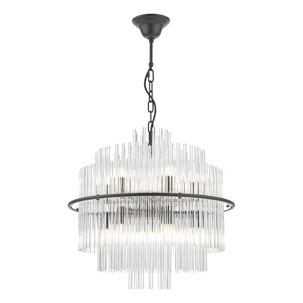 Lukas 13 Light Pendant Satin Black and Glass