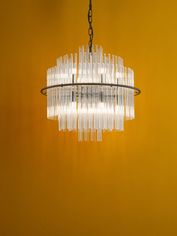 Lukas 13 Light Pendant Satin Black and Glass - Image 6