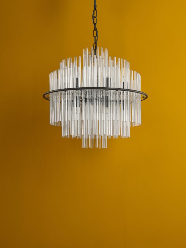 Lukas 13 Light Pendant Satin Black and Glass - Image 7
