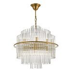 Lukas 13 Light Pendant Brushed Antique Gold And Clear Glass