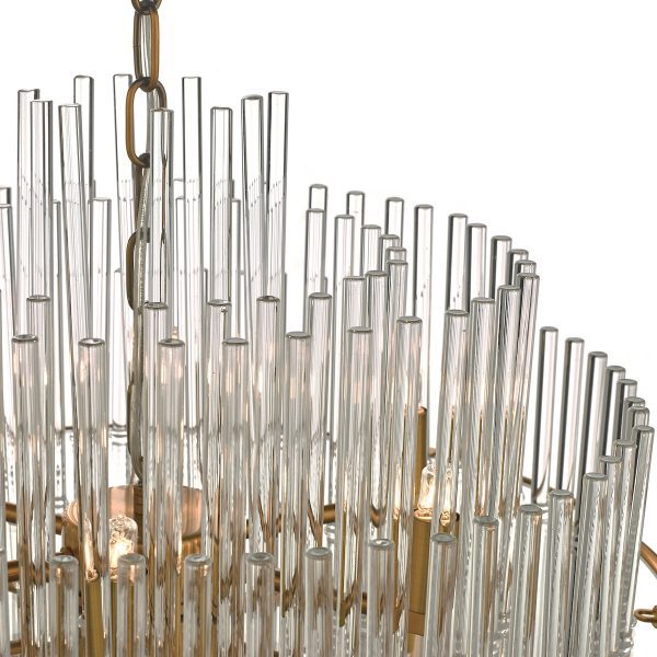 Lukas 13 Light Pendant Brushed Antique Gold And Clear Glass - Image 3